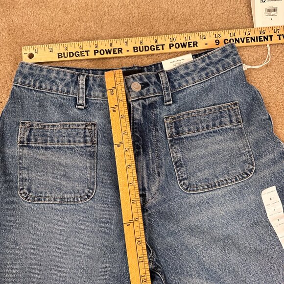 Free Assembly Patch Pocket Jeans Womens Blue Wide Leg Medium Wash Size 6 NWT New - Picture 9 of 10